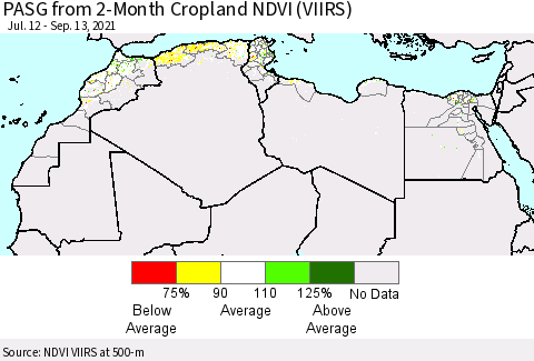 North Africa PASG from 2-Month Cropland NDVI (VIIRS) Thematic Map For 9/6/2021 - 9/13/2021