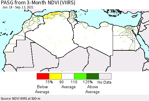 North Africa PASG from 3-Month NDVI (VIIRS) Thematic Map For 9/6/2021 - 9/13/2021