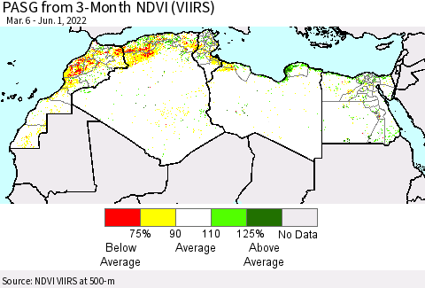 North Africa PASG from 3-Month NDVI (VIIRS) Thematic Map For 5/25/2022 - 6/1/2022