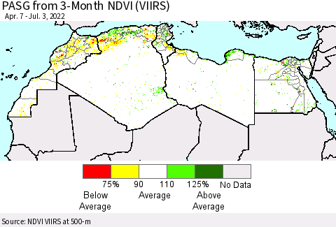 North Africa PASG from 3-Month NDVI (VIIRS) Thematic Map For 6/26/2022 - 7/3/2022