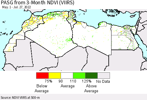 North Africa PASG from 3-Month NDVI (VIIRS) Thematic Map For 7/20/2022 - 7/27/2022