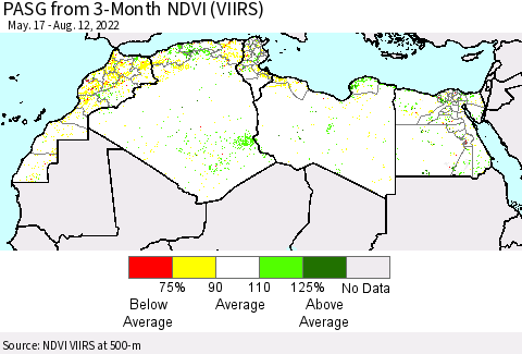 North Africa PASG from 3-Month NDVI (VIIRS) Thematic Map For 8/5/2022 - 8/12/2022