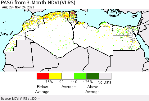 North Africa PASG from 3-Month NDVI (VIIRS) Thematic Map For 11/17/2023 - 11/24/2023