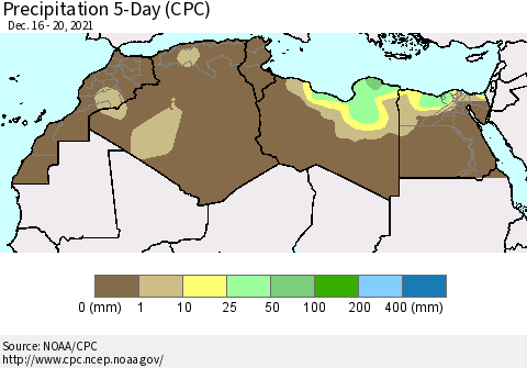 North Africa Precipitation 5-Day (CPC) Thematic Map For 12/16/2021 - 12/20/2021