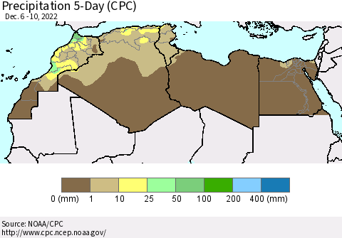 North Africa Precipitation 5-Day (CPC) Thematic Map For 12/6/2022 - 12/10/2022