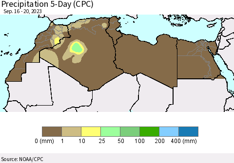 North Africa Precipitation 5-Day (CPC) Thematic Map For 9/16/2023 - 9/20/2023