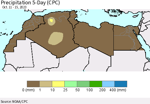 North Africa Precipitation 5-Day (CPC) Thematic Map For 10/11/2023 - 10/15/2023