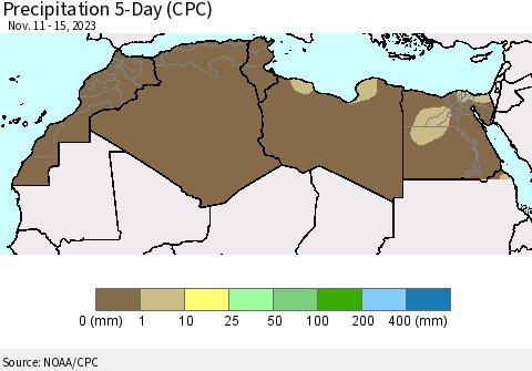 North Africa Precipitation 5-Day (CPC) Thematic Map For 11/11/2023 - 11/15/2023