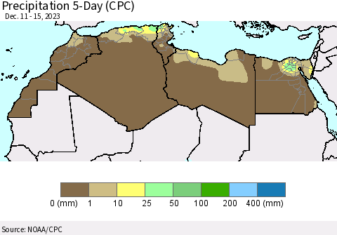 North Africa Precipitation 5-Day (CPC) Thematic Map For 12/11/2023 - 12/15/2023