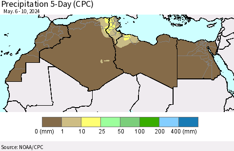 North Africa Precipitation 5-Day (CPC) Thematic Map For 5/6/2024 - 5/10/2024