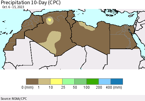 North Africa Precipitation 10-Day (CPC) Thematic Map For 10/6/2023 - 10/15/2023
