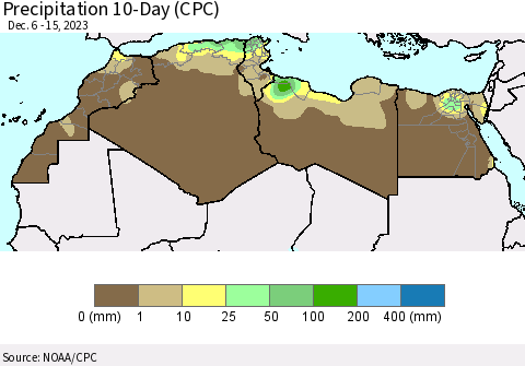 North Africa Precipitation 10-Day (CPC) Thematic Map For 12/6/2023 - 12/15/2023