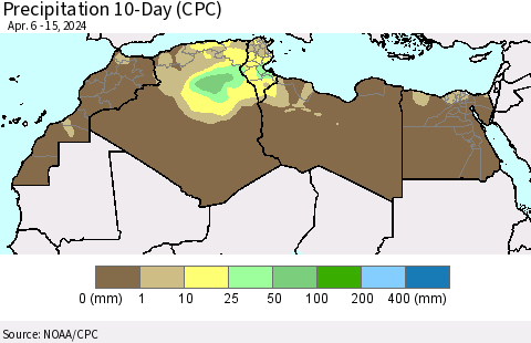 North Africa Precipitation 10-Day (CPC) Thematic Map For 4/6/2024 - 4/15/2024