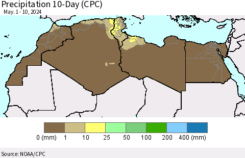 North Africa Precipitation 10-Day (CPC) Thematic Map For 5/1/2024 - 5/10/2024