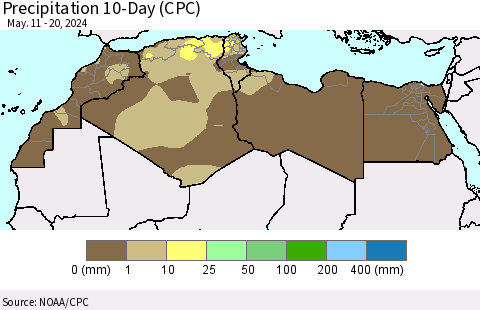 North Africa Precipitation 10-Day (CPC) Thematic Map For 5/11/2024 - 5/20/2024