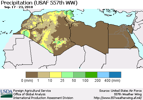 North Africa Precipitation (USAF 557th WW) Thematic Map For 9/17/2018 - 9/23/2018