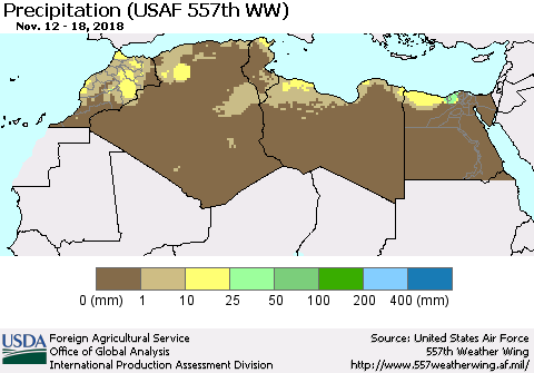 North Africa Precipitation (USAF 557th WW) Thematic Map For 11/12/2018 - 11/18/2018