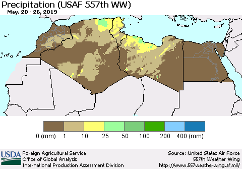 North Africa Precipitation (USAF 557th WW) Thematic Map For 5/20/2019 - 5/26/2019