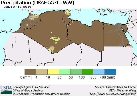 North Africa Precipitation (USAF 557th WW) Thematic Map For 6/10/2019 - 6/16/2019