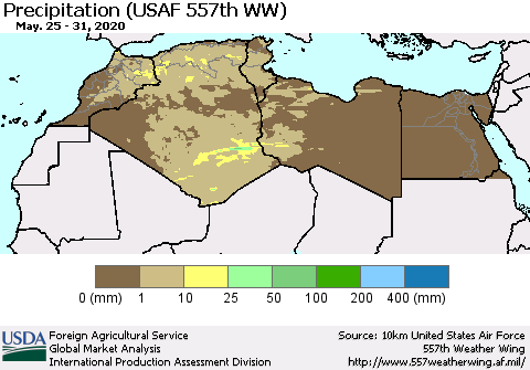 North Africa Precipitation (USAF 557th WW) Thematic Map For 5/25/2020 - 5/31/2020