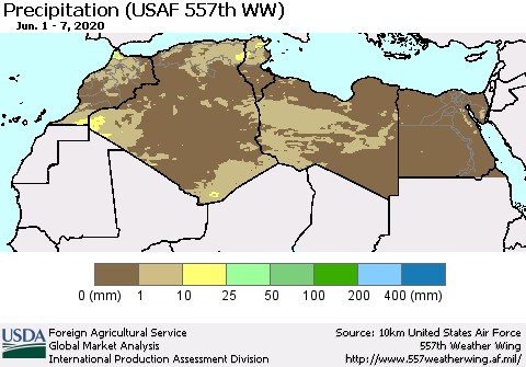 North Africa Precipitation (USAF 557th WW) Thematic Map For 6/1/2020 - 6/7/2020