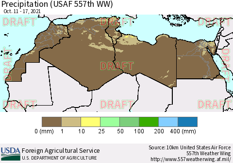North Africa Precipitation (USAF 557th WW) Thematic Map For 10/11/2021 - 10/17/2021