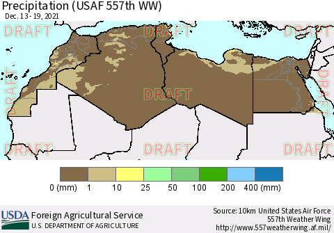 North Africa Precipitation (USAF 557th WW) Thematic Map For 12/13/2021 - 12/19/2021