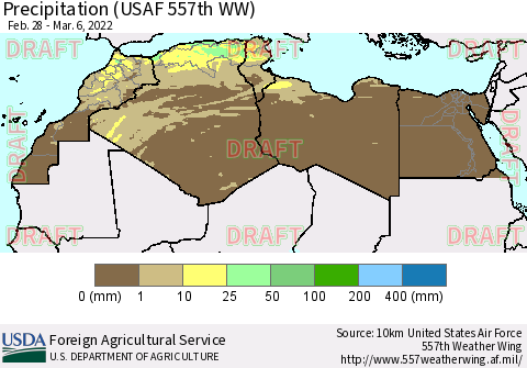 North Africa Precipitation (USAF 557th WW) Thematic Map For 2/28/2022 - 3/6/2022