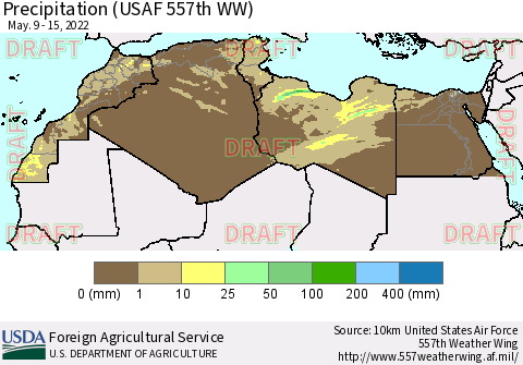 North Africa Precipitation (USAF 557th WW) Thematic Map For 5/9/2022 - 5/15/2022