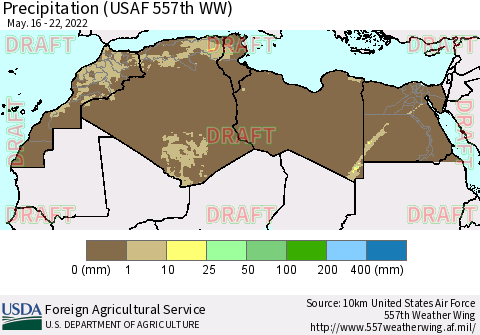 North Africa Precipitation (USAF 557th WW) Thematic Map For 5/16/2022 - 5/22/2022