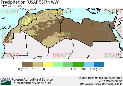 North Africa Precipitation (USAF 557th WW) Thematic Map For 5/23/2022 - 5/29/2022