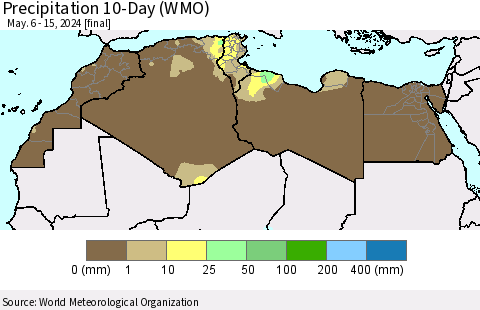 North Africa Precipitation 10-Day (WMO) Thematic Map For 5/6/2024 - 5/15/2024