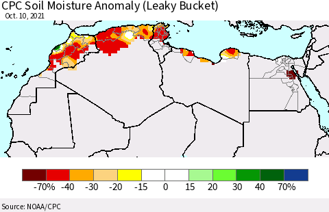 North Africa CPC Soil Moisture Anomaly (Leaky Bucket) Thematic Map For 10/6/2021 - 10/10/2021