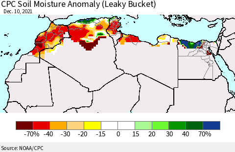 North Africa CPC Soil Moisture Anomaly (Leaky Bucket) Thematic Map For 12/6/2021 - 12/10/2021