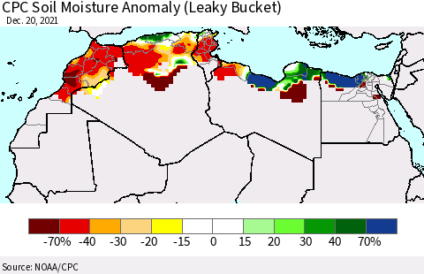 North Africa CPC Soil Moisture Anomaly (Leaky Bucket) Thematic Map For 12/16/2021 - 12/20/2021
