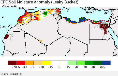 North Africa CPC Soil Moisture Anomaly (Leaky Bucket) Thematic Map For 10/16/2022 - 10/20/2022