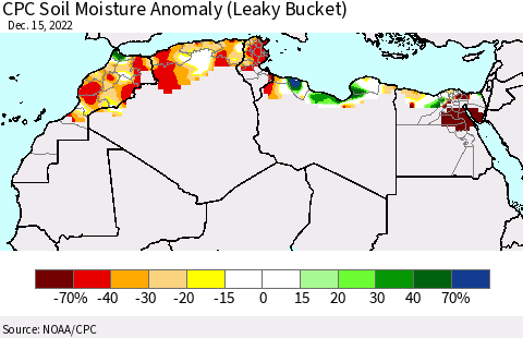 North Africa CPC Soil Moisture Anomaly (Leaky Bucket) Thematic Map For 12/11/2022 - 12/15/2022