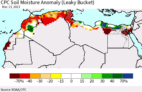 North Africa CPC Soil Moisture Anomaly (Leaky Bucket) Thematic Map For 3/11/2023 - 3/15/2023