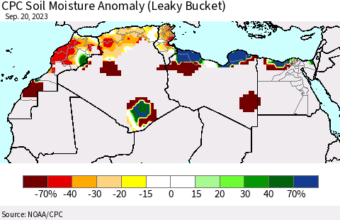 North Africa CPC Soil Moisture Anomaly (Leaky Bucket) Thematic Map For 9/16/2023 - 9/20/2023