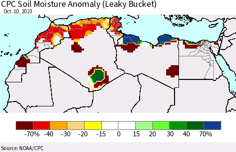 North Africa CPC Soil Moisture Anomaly (Leaky Bucket) Thematic Map For 10/6/2023 - 10/10/2023