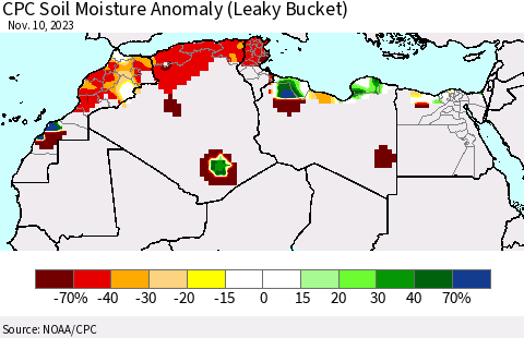 North Africa CPC Soil Moisture Anomaly (Leaky Bucket) Thematic Map For 11/6/2023 - 11/10/2023