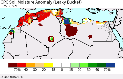 North Africa CPC Soil Moisture Anomaly (Leaky Bucket) Thematic Map For 12/6/2023 - 12/10/2023