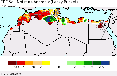North Africa CPC Soil Moisture Anomaly (Leaky Bucket) Thematic Map For 5/6/2024 - 5/10/2024