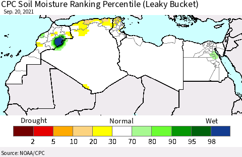 North Africa CPC Soil Moisture Ranking Percentile (Leaky Bucket) Thematic Map For 9/16/2021 - 9/20/2021