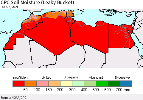 North Africa CPC Soil Moisture (Leaky Bucket) Thematic Map For 9/1/2021 - 9/5/2021