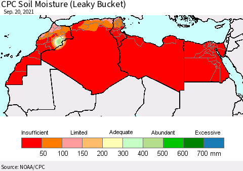North Africa CPC Soil Moisture (Leaky Bucket) Thematic Map For 9/16/2021 - 9/20/2021