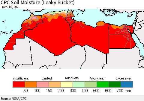North Africa CPC Soil Moisture (Leaky Bucket) Thematic Map For 12/6/2021 - 12/10/2021