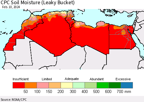 North Africa CPC Soil Moisture (Leaky Bucket) Thematic Map For 2/6/2024 - 2/10/2024