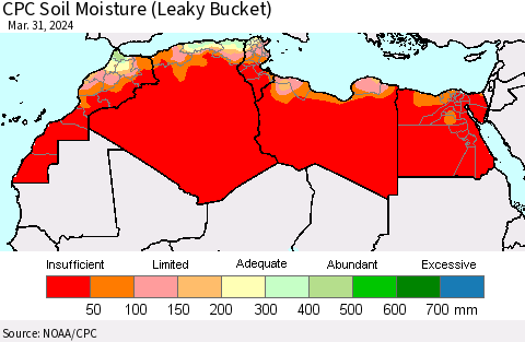 North Africa CPC Soil Moisture (Leaky Bucket) Thematic Map For 3/26/2024 - 3/31/2024