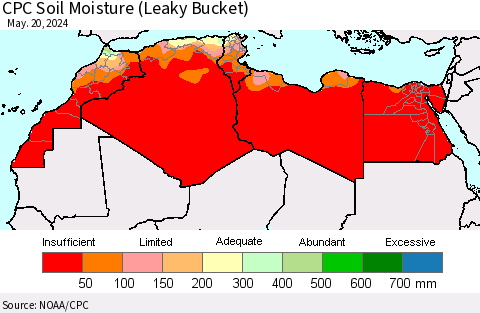 North Africa CPC Soil Moisture (Leaky Bucket) Thematic Map For 5/16/2024 - 5/20/2024